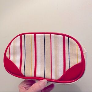 GIFT W/Bundle Elizabeth Arden Key Ring Snap Striped Cosmetic Bag Makeup #gift